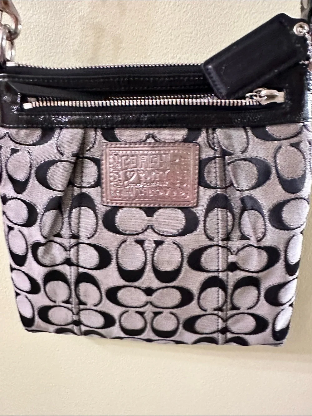 Coach Black and Silver Signature Crossbody Bag